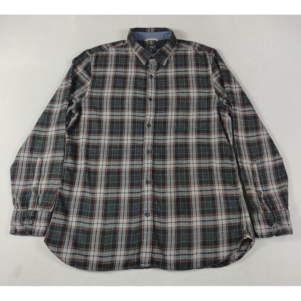 Wallin Bros Flannel Shirt Mens‎ XL Gray Black Plaid Cabincore Grandpacore Cozy